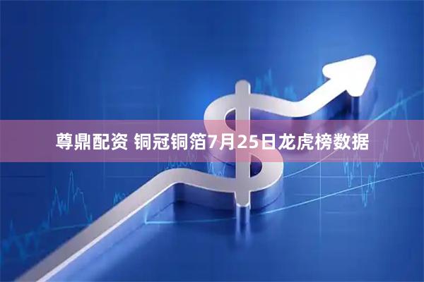 尊鼎配资 铜冠铜箔7月25日龙虎榜数据